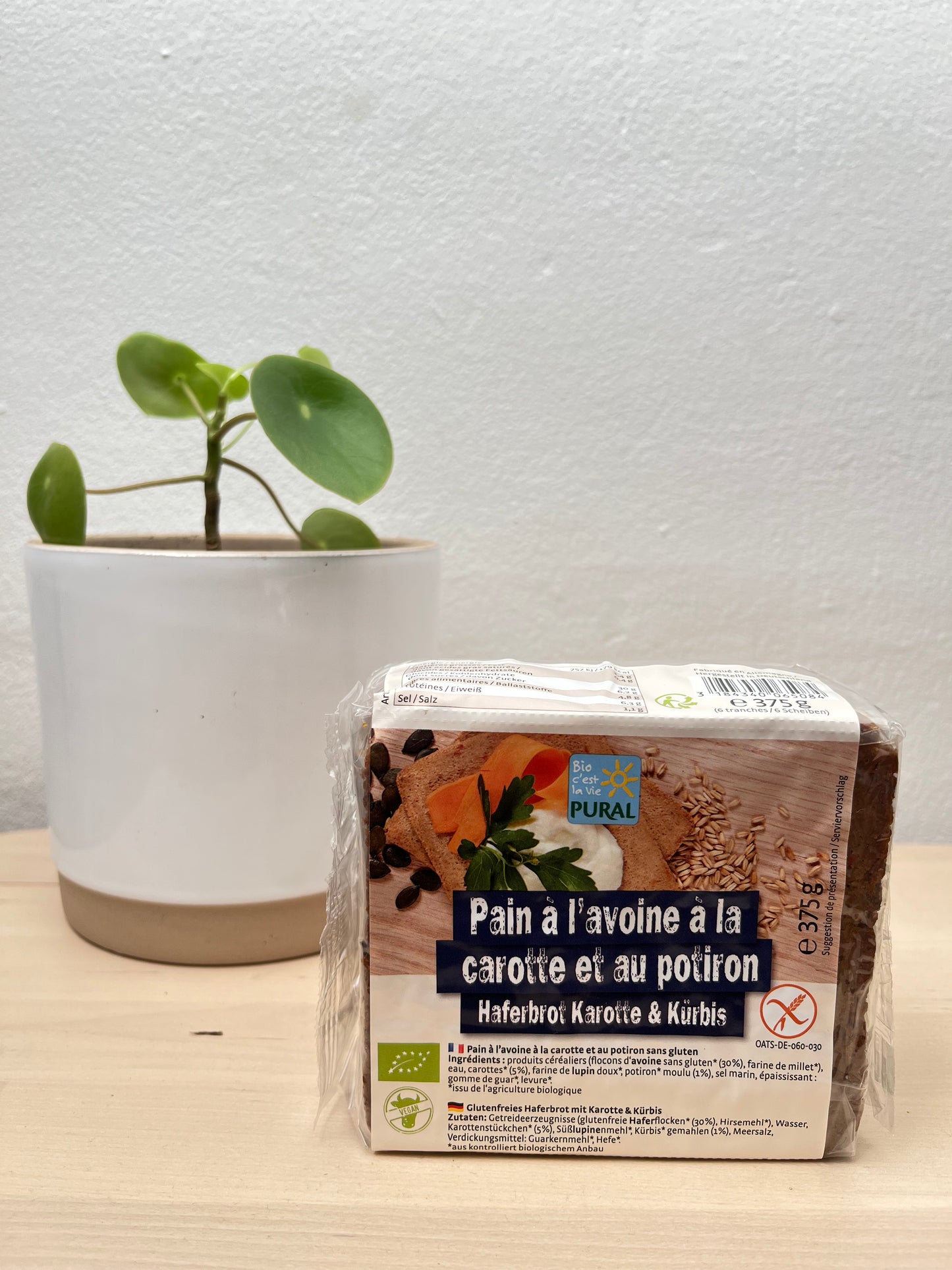 Pain sans gluten: avoine, carotte et potiron