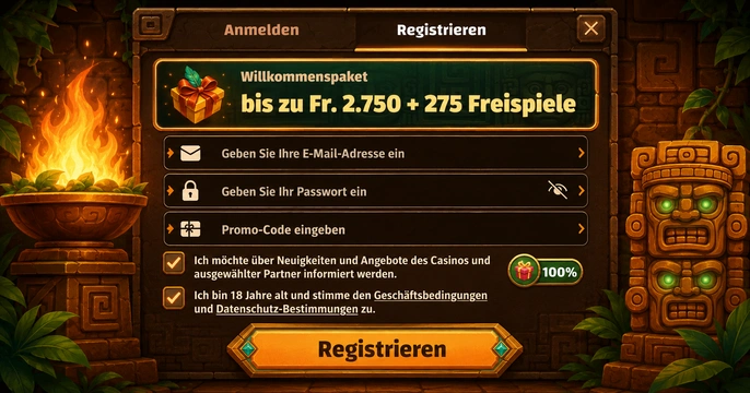 Registrierung bei Incaspin Casino